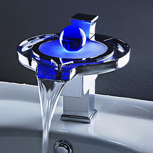 Derpras Led Sink Faucet 3 Colors Changing Water Power Bathroom