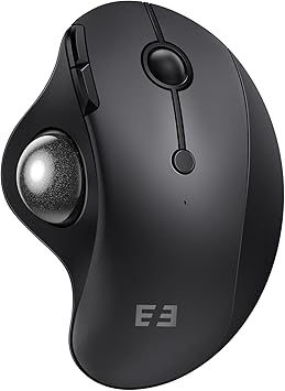 seenda Wireless Trackball Mouse, Ergonomic Bluetooth Rollerball Mouse Rechargeable, 3 Device Connection Optical Mice Adjustable DPI Thumb Control Mice Compatible for PC/Laptop/Windows/Mac - Black