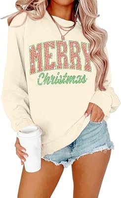 Christmas Sweatshirts for Women Sparkly Merry Christmas Shirt Glitter Xmas Crewneck Pullover Long Sleeve Tops