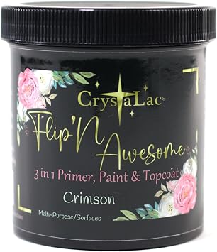 CrystaLac, FlipN'Awesome 3in1 Paint, Primer, Top Coat (Crimson, 16oz Pint)
